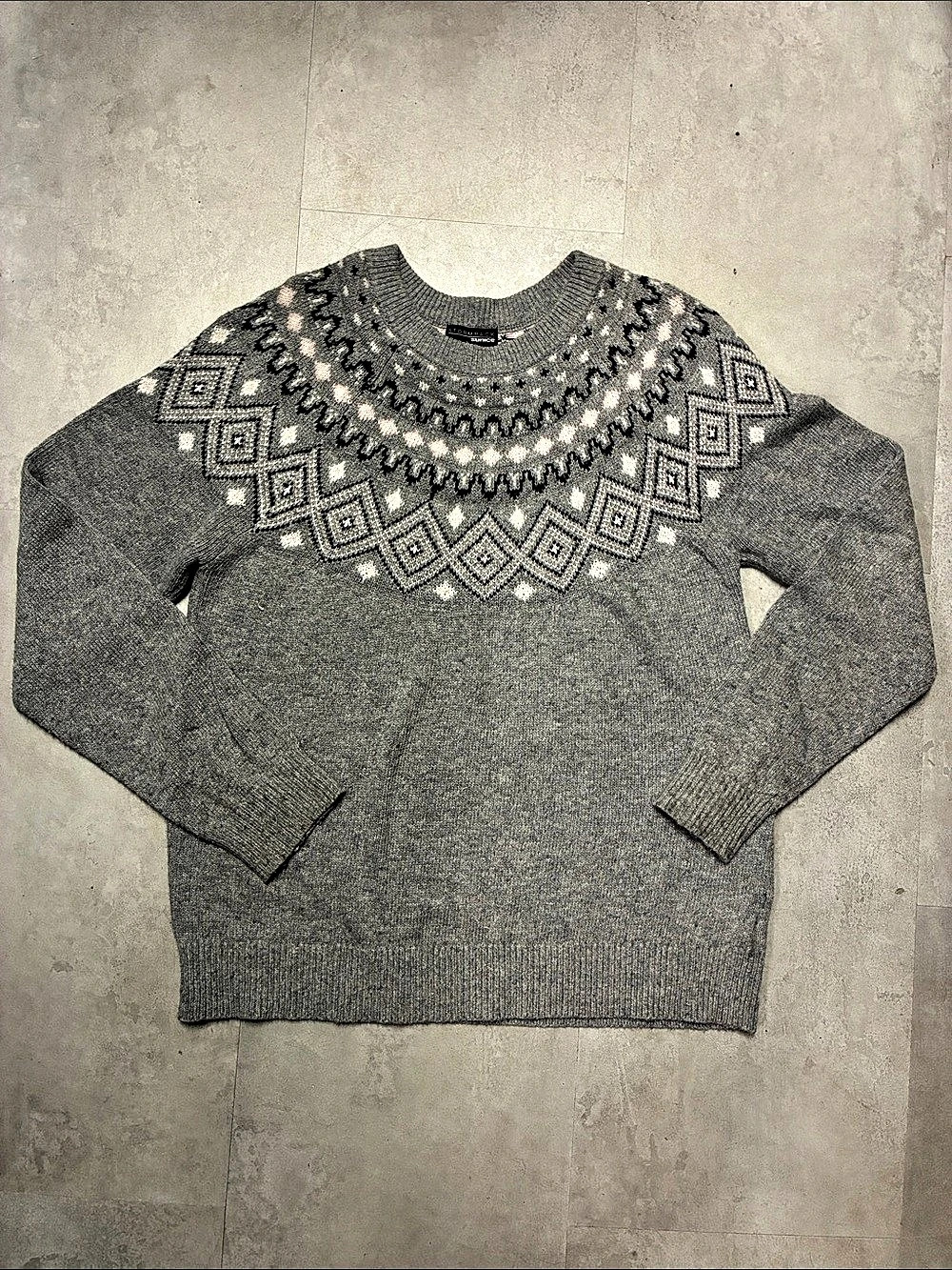 Stormpack Sunice Fair Isle sweater Gray Pink Size Medium